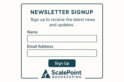 Newsletter signup for ScalePoint Bookkeeping